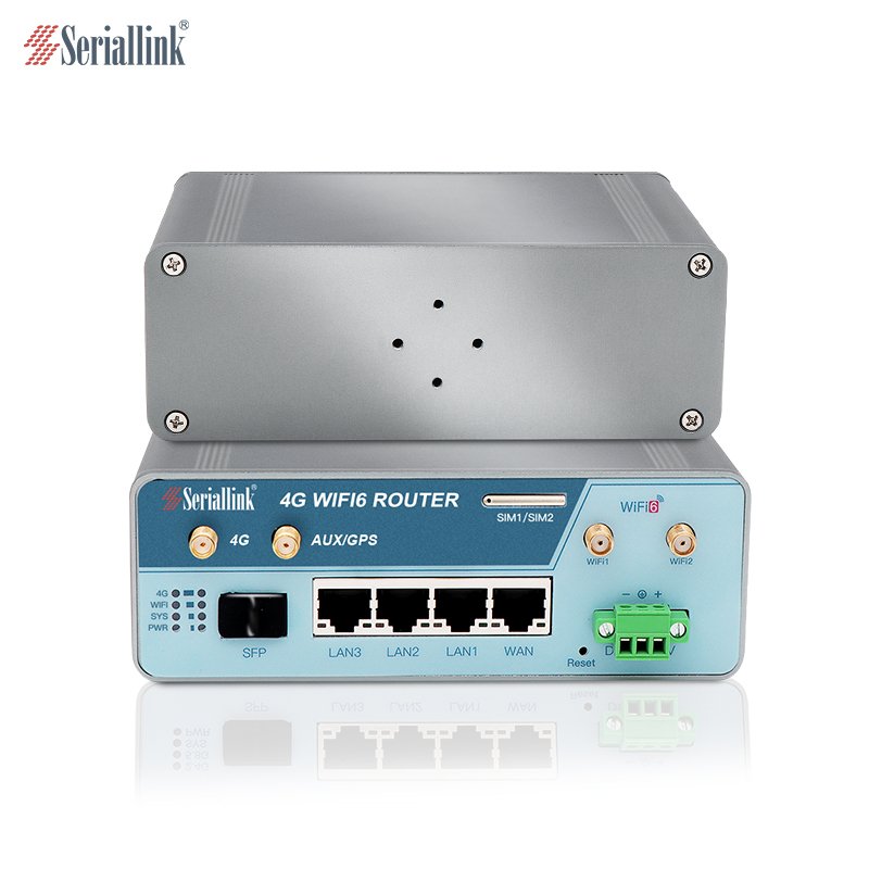 SERIALLINK Cellular 4G Router With SIM Card Slot 2x2 WIFI6 4X1000M LAN Ports 1xSFP Port 48V POE Output Optional DC12-55V Input